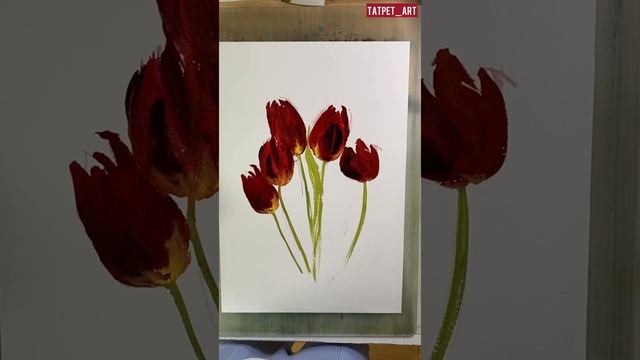 Watercolor tutorial - tulips // акварельный урок - тюльпаны, этюд с натуры смотреть онлайн
