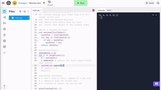 Selection Sort: Python Code