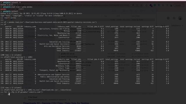 CSV/Excel with python|pandas code | 3 minutes