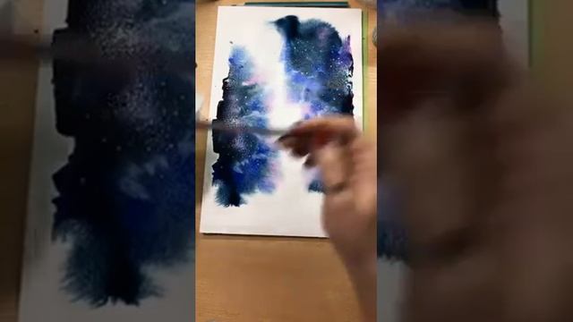 Звездное небо акварелью. Starry sky in watercolor. Мастер-класс Марии Блюдик. смотреть онлайн