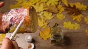 Романтический осенний подсвечник с кленовыми листьями — Осенний декор с Надеждой Скороход