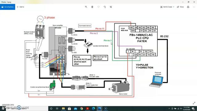 Mitsubishi Servo Motor with Fatek PLC wiring diagram Explained