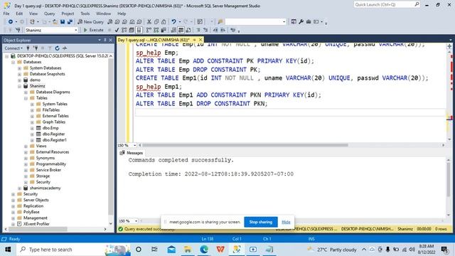 Day 4 - SQL LIVE CLASS (AUGUST 12 2022) - Shanimz Academy