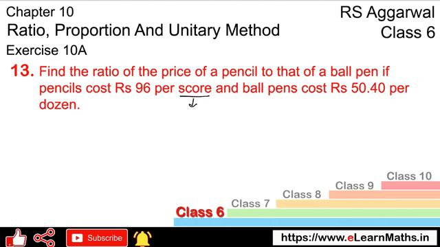 Ratio Proportion and Unitary Method |Class 6 Exercise 10A Question 12 - 13| RS Aggarwal|Learn Maths смотреть онлайн