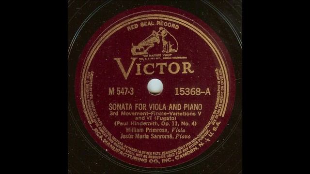 Paul Hindemith Viola Sonata No. 1 in F (William Primrose, 1938)