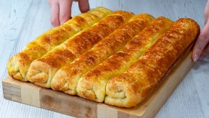 Сытные рулеты из слоеного теста. Выпечка, которую готовят утром и вечером! Дети обожают!