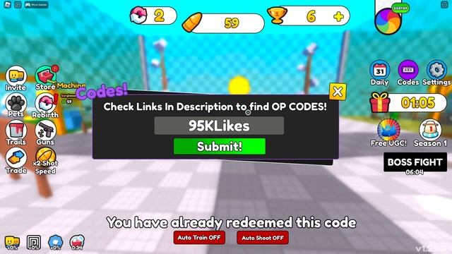 *UGC CROWN UPDATE* ALL NEW WORKING CODES FOR SHOOT WALL SIMULATOR! Roblox Shoot Wall Simulator смотреть онлайн
