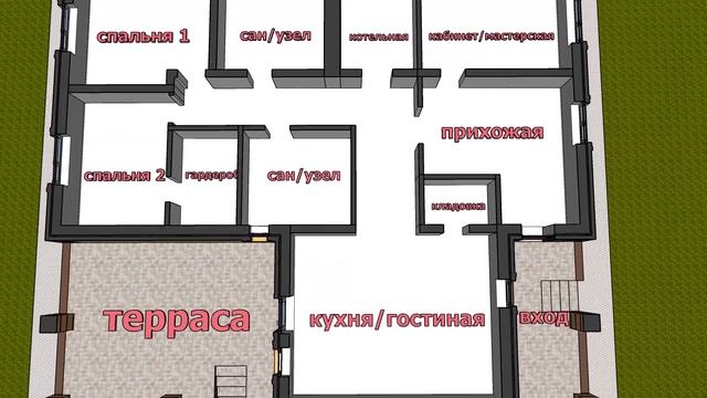 КРАСИВЫЙ КИРПИЧНЫЙ ОДНОЭТАЖНЫЙ ДОМ 160 кв.м. НА 10 СОТКАХ. ПРОЕКТ ДОМА С ТЕРРАСОЙ 17х15 м смотреть онлайн
