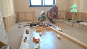 Подиум с двумя кроватями и светодиодной подсветкой. Подробно.Podium with two beds