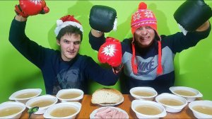 10 ТАРЕЛОК 5 ЛИТРОВ СУПА КТО БЫСТРЕЕ СЪЕСТ l КТО ПОСЛЕДНИЙ СЪЕСТ МНОГО ЕДЫ