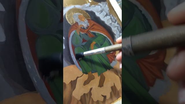 Как краски иконы раскрываются под эмульсией #православие #иконаручнойработы #иконописнаямастерская