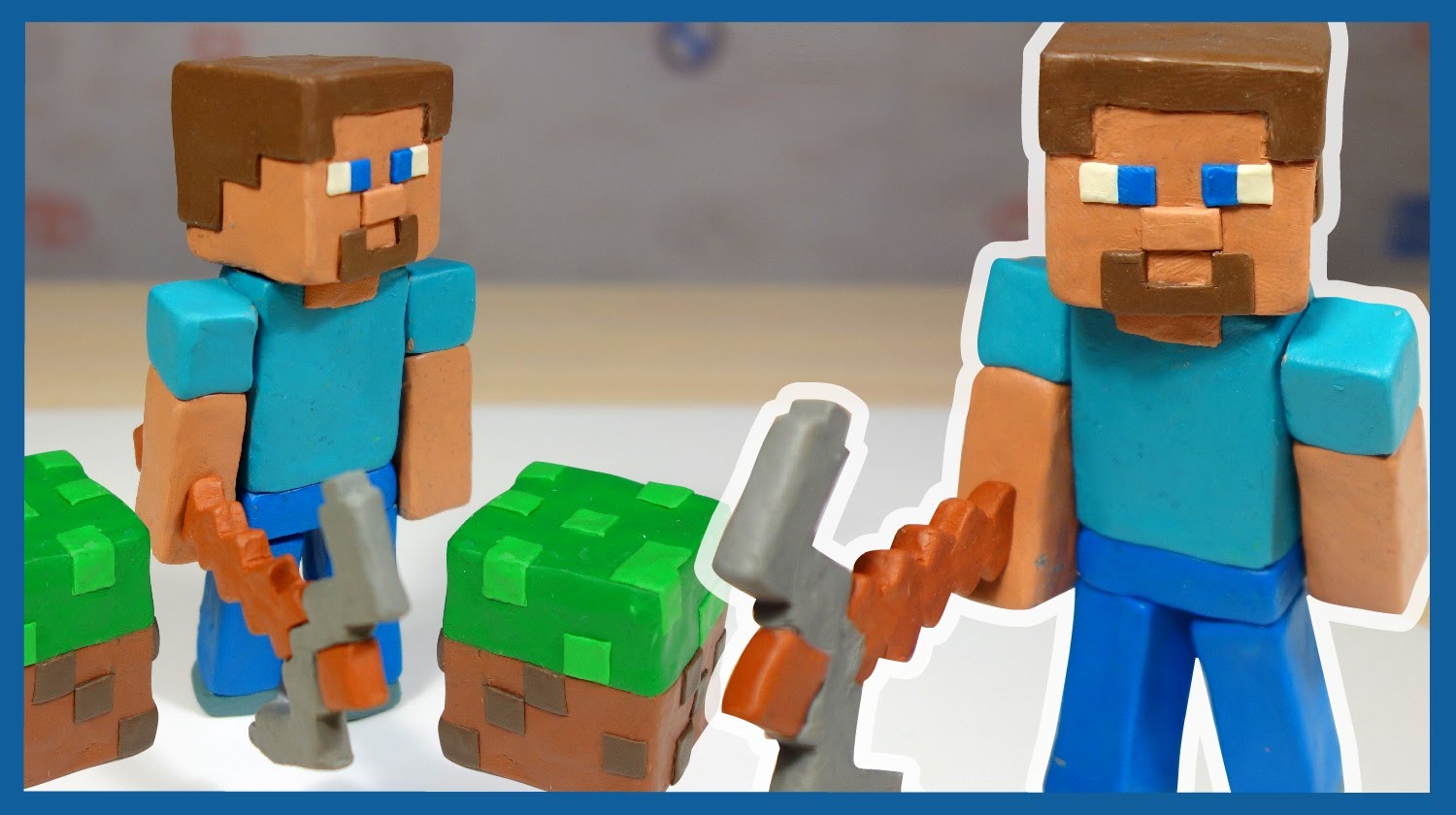 Как слепить Стива из Майнкрафт из пластилина. Minecraft.