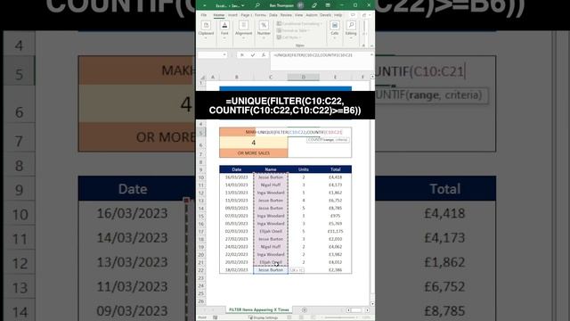 Master Excel: Filter Items Occurring Multiple Times with the FILTER Function #tutorial #howto