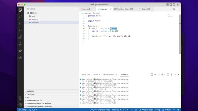 Golang Course #6. floats in Go. Truth about floats and why should you never use float32