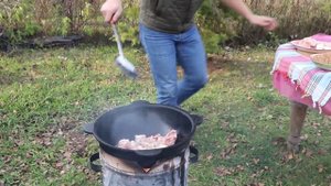 Гречка с курицей в казане