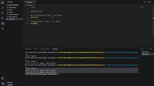 Tuples - Data Structure  Lecture 9  Python Full Course For Beginners #codewithharry #apnacollge