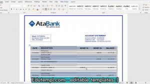 Azerbaijan Atabank banking statement template in Word and PDF format
