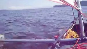 Kayak sailing to Blake Island