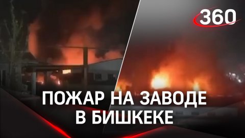 Пожар на заводе по производству быстрой лапши «Алькони» в Бишкеке