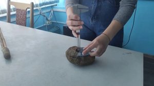 Эксперимент по сверлению камня полой костью.