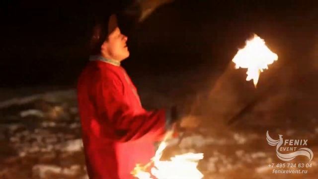 Заказать огненное шоу в русском стиле на праздник, свадьбу и юбилей - фаер шоу на масленицу Москва