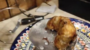 Ужин в деревне . Жареный налим .