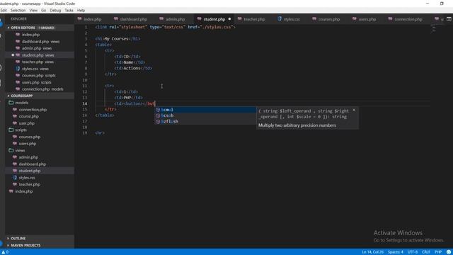Simple Course Management System in PHP & MySQL: 5 - Basic UI Development