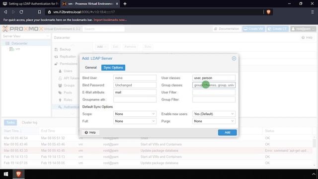 Setting up LDAP Authentication for ProxMox VE