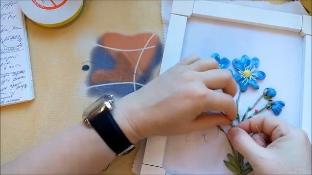 МК. Вышиваем мимозу и печеночницу. Часть 4. Печеночница 2.
