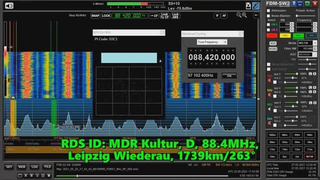 25.05.2021 17:43UTC, [Es], MDR Kultur, Германия, 88.4МГц, 1739км, Приём с уровнем местной станции.