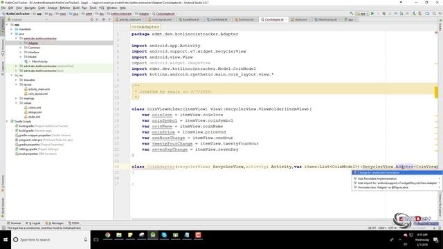 Kotlin Android Tutorial -  Cryptocurrency Tracker