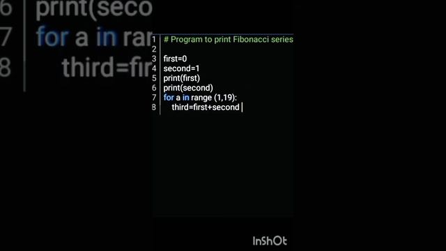 Program to print Fibonacci series @program_world #program #python