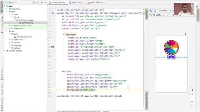 Rotation Animation in Android || Using XML file || Android tutorial || In Hindi смотреть онлайн