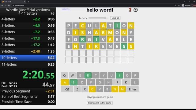 Wordle Speedrun: 4-11 letters in 4:38.40 смотреть онлайн