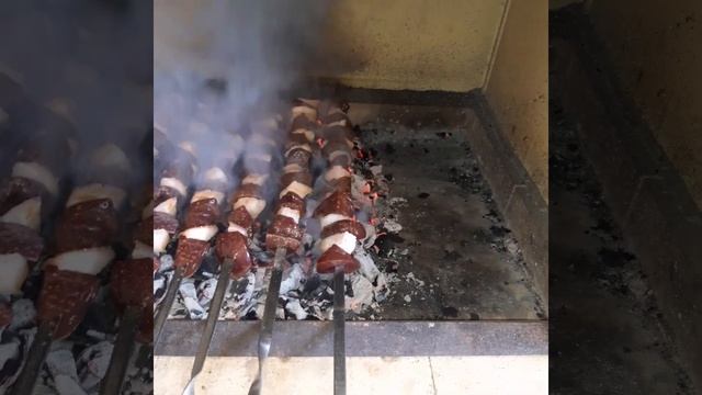 Кебаб из печени сердца и курдюка  барана.@Георгий Кавказ