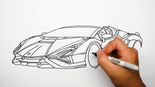 How to draw a car - Lamborghini Sian Roadster - Step by step смотреть онлайн