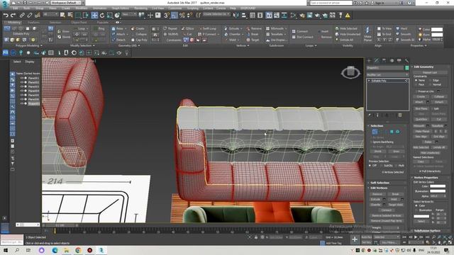 МОДЕЛИРОВАНИЕ + РЕНДЕР ДИВАН QUILTON by HAY смотреть онлайн