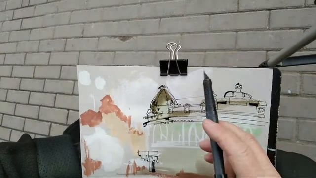 Городская зарисовка Перо Акварель Пленэр UrbanSketch Plenair © Беседин Иркутск 25.04.2022 смотреть онлайн
