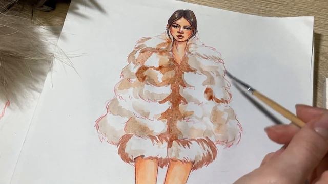 FASHION SKETCH | Фактура меха акварелью смотреть онлайн