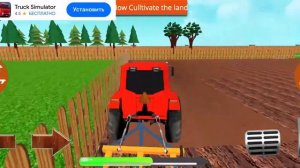 Красный Трактор пашет поле Игра мультик для детей про Red Truck Cartoon Game for kids