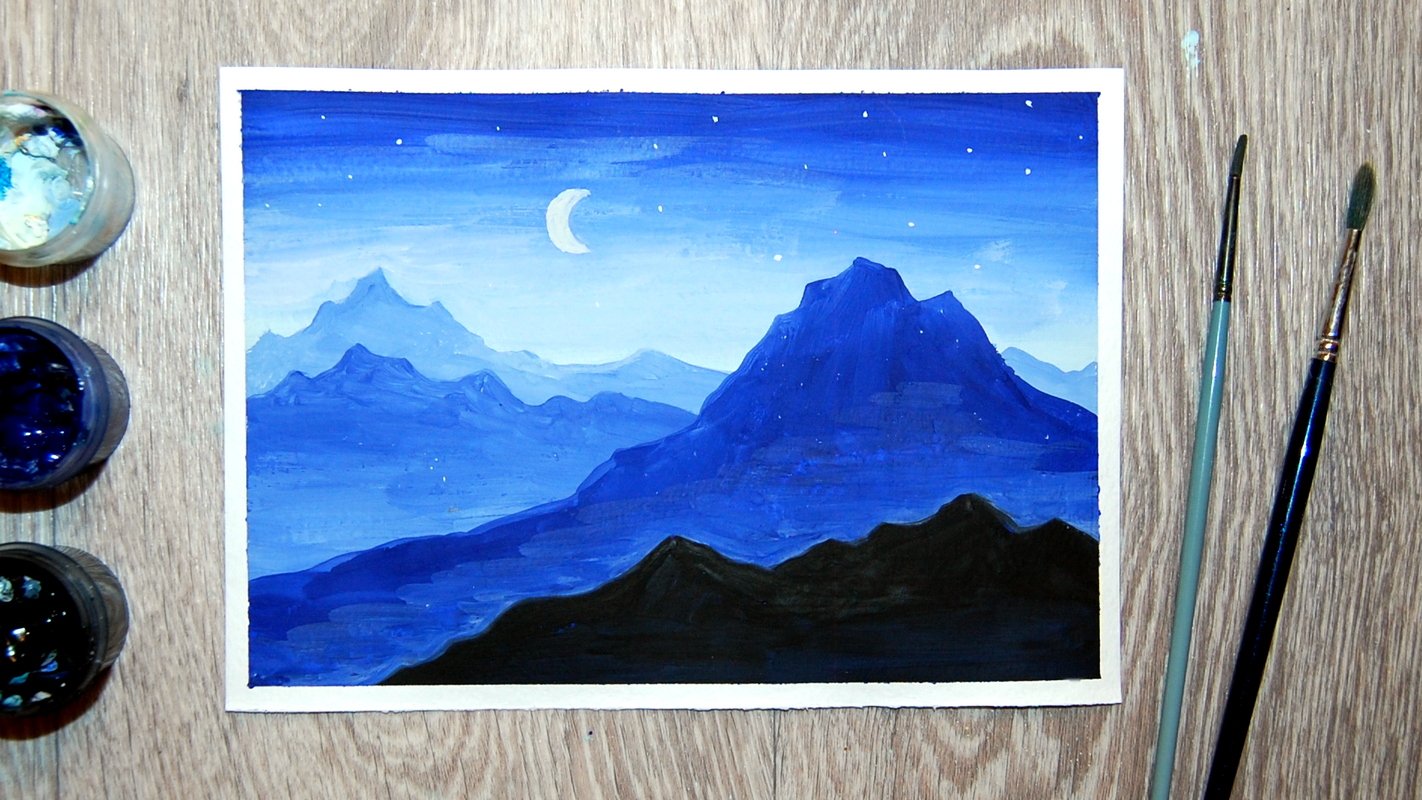 Рисуем с Татьяной Савитраш ночь и гора