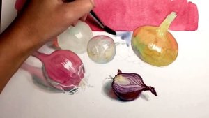 Как нарисовать  лук акварелью