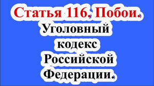 Статья 116. Побои. Уголовный кодекс Российской Федерации.