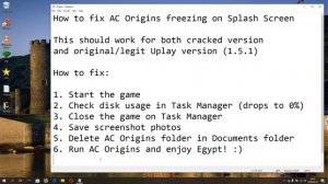 How to fix Assassins Creed Origins stuck on splash screen