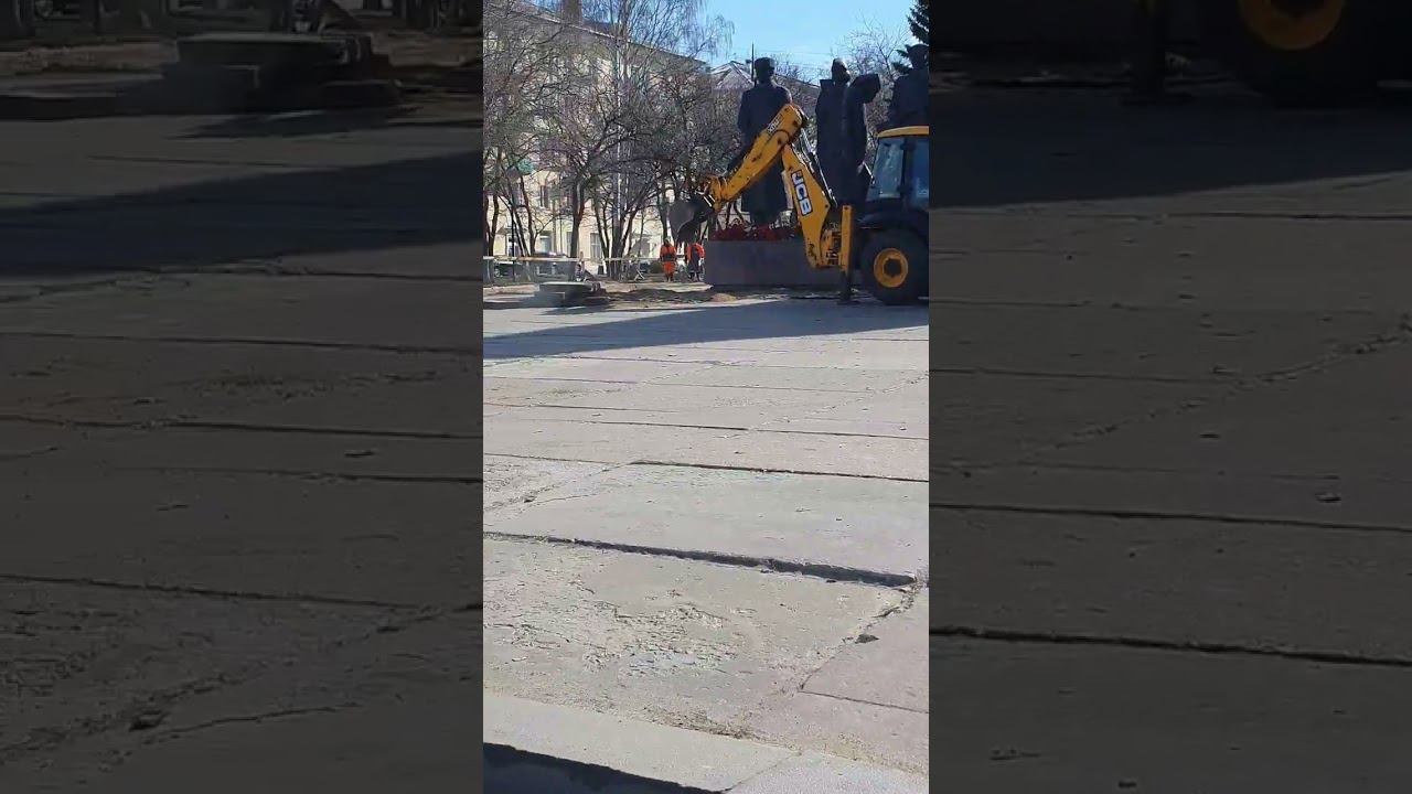 Ремонт площади Мира, меняют плиты бетонные на гранитные #архангельск #архангельскаяобласть