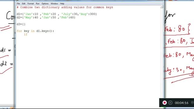 Python:Combine two Dictionaries adding values for common keys, very important python program,Imp