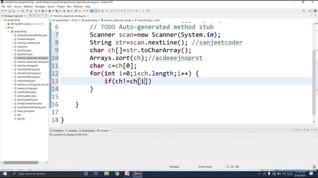 #18 Competitive Programming | Remove Duplicate Character From A String