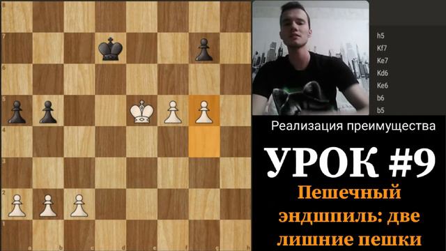 Реализация преимущества, пешечный эндшпиль, две лишние пешки