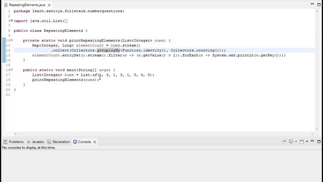 Print Repeating Elements in a list using Java Stream API смотреть онлайн