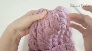 Модная зимняя шапка спицами. Экспресс МК. Вязание спицами.